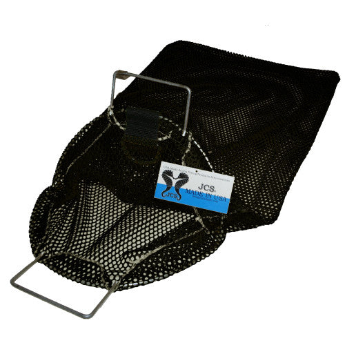 JCS Galvanized Wire Handle Mesh Catch Bag w/ D-Ring 17x28 Black | Diving Sports Canada | Vancouver JCS Galvanized Wire Handle Mesh Catch Bag w/ D-Ring 17x28 Black | Diving Sports Canada | Vancouver