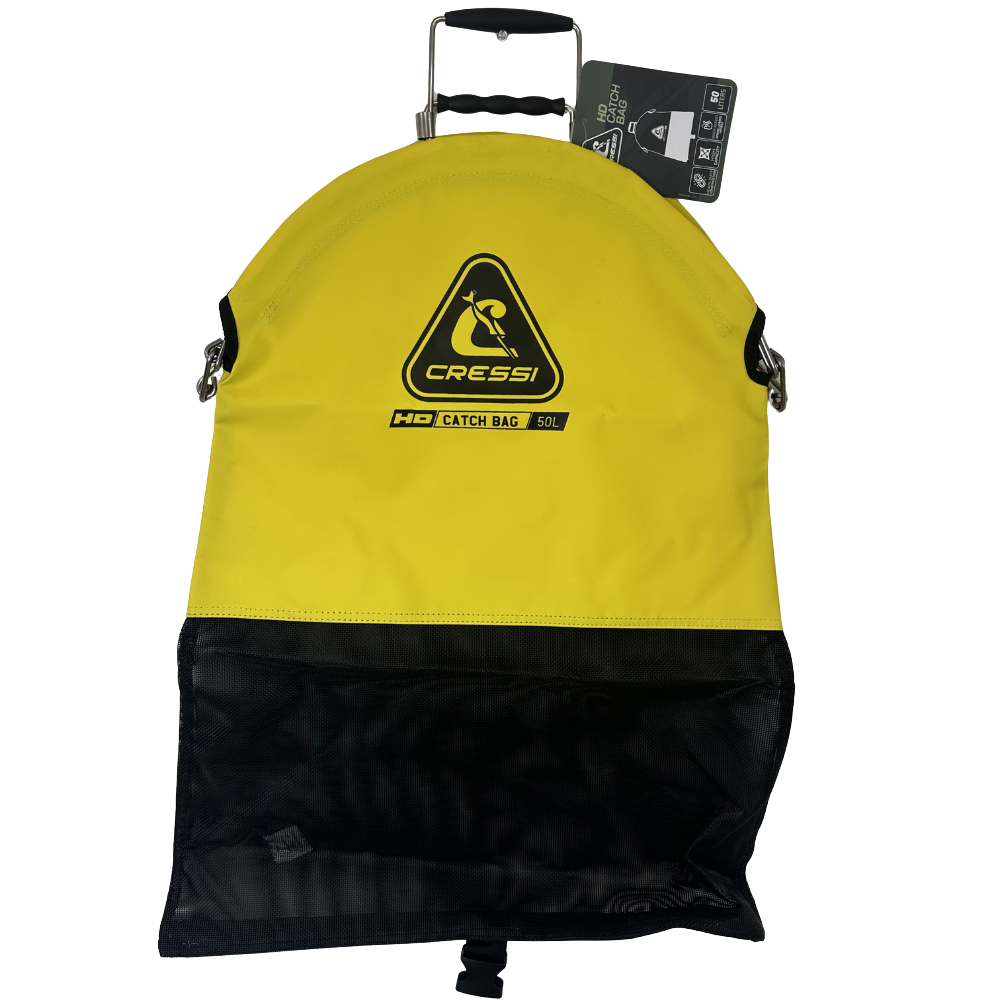 Cressi Heavy Duty One Handed Catch Bag With Zipper 50L Yellow | Diving Sports Canada | Vancouver