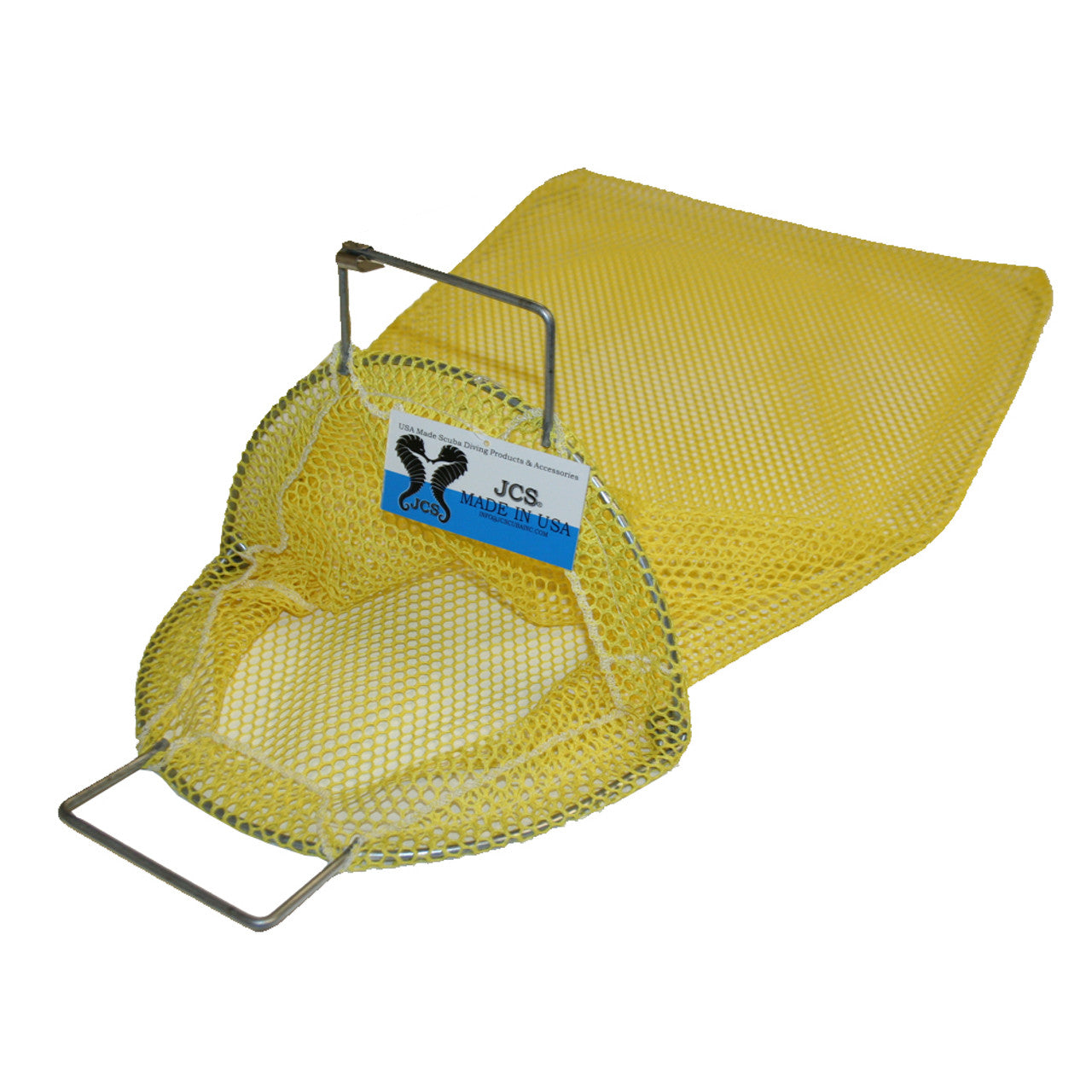 JCS Galvanized Wire Handle Mesh Catch Bag w/ D-Ring 12x14 Yellow