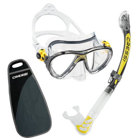 Cressi Big Eyes Evolution & Alpha Ultra Dry Snorkeling Combo Yellow