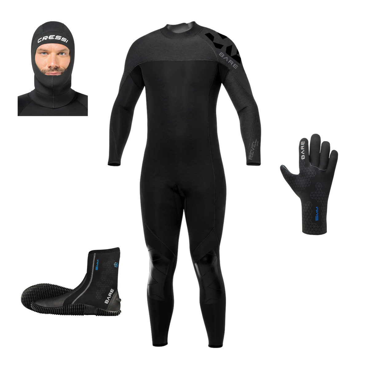 Bare Revel 5mm Men's Full Wetsuit Package