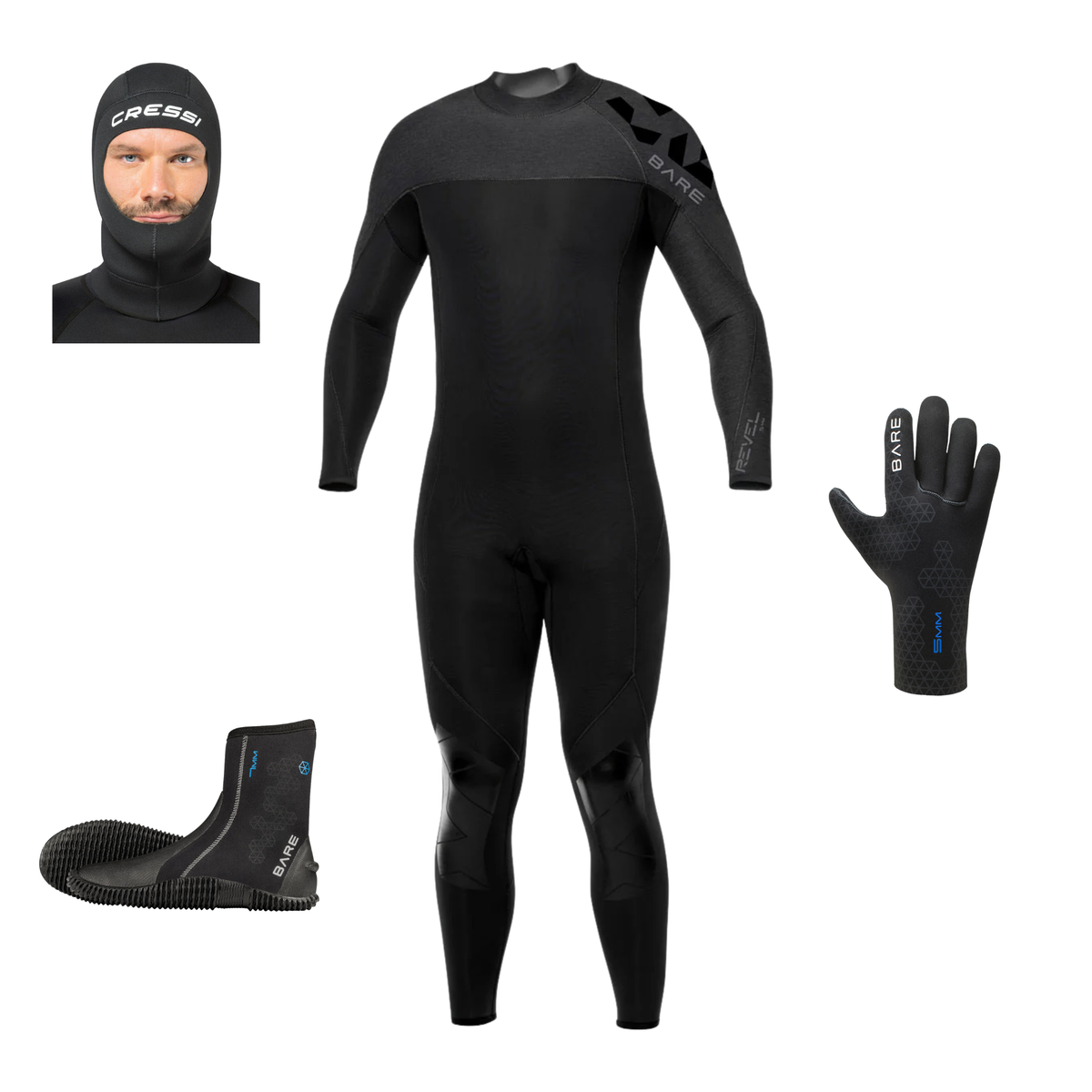 Bare Revel 7mm Men's Full Wetsuit Package