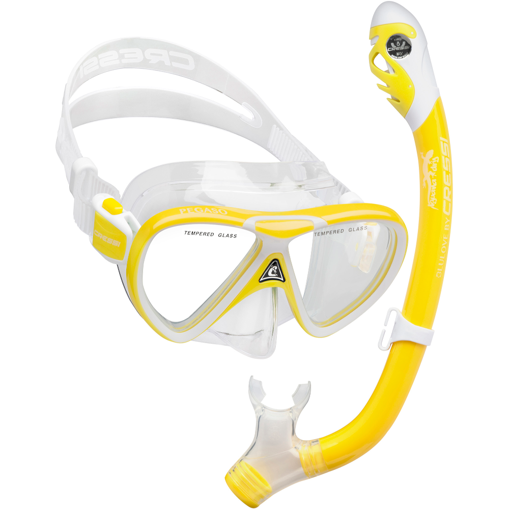 Cressi Pegaso & Iguana Dry Junior Set yellow/white | Diving Sports Canada