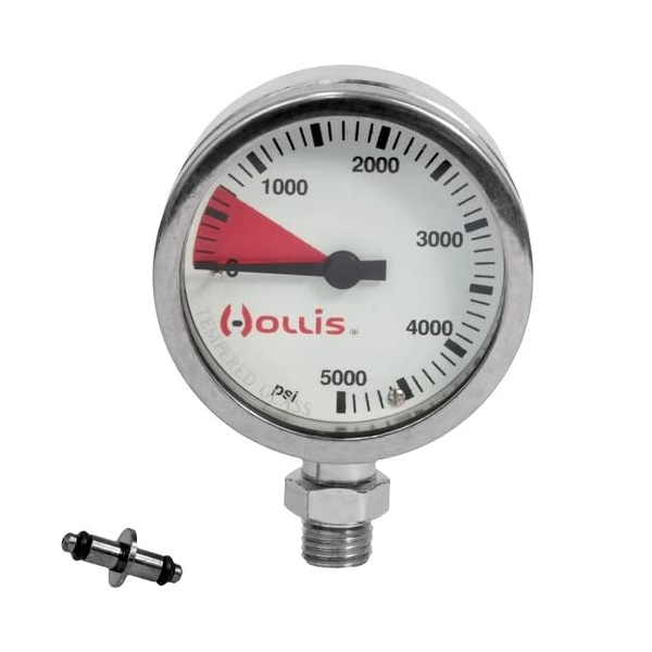 Hollis 2″ Brass and Glass Pressure Gauge | Diving Sports Canada