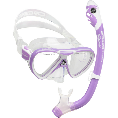 Cressi Pegaso & Iguana Dry Junior Set lilac/white | Diving Sports Canada
